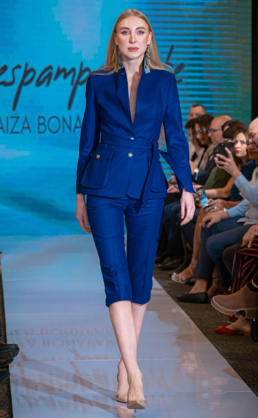 Blue pant suit