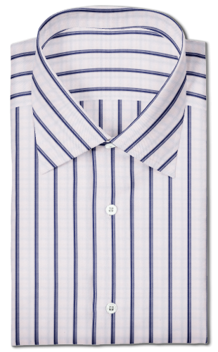 White Shirt with Dark Blue Stripes